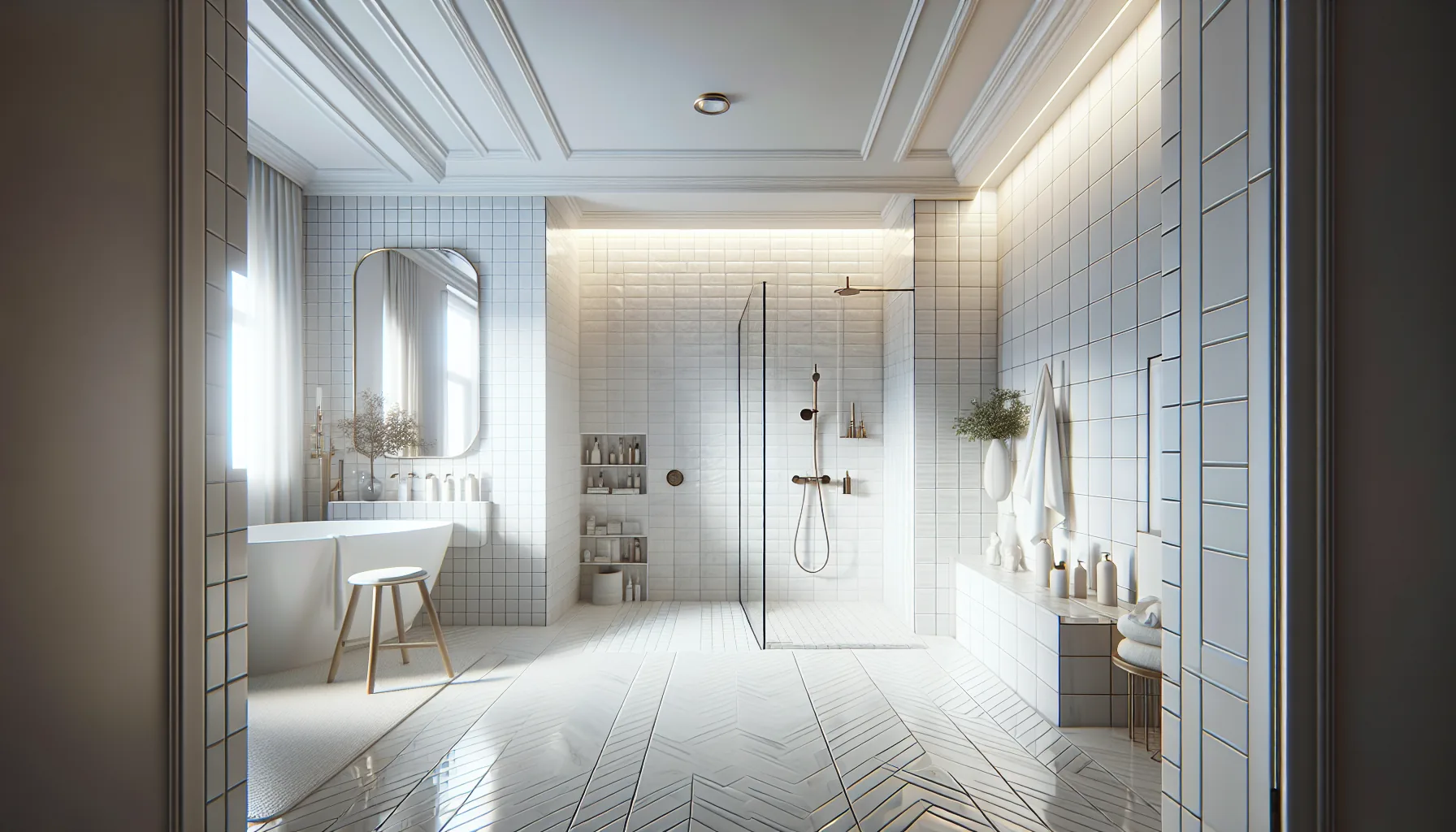 Salle de bain rénovée avec douche italienne